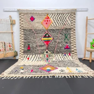 Handmade Beni Mrirt Rug – Moroccan Wool Berber Carpet, Tribal Boho Style